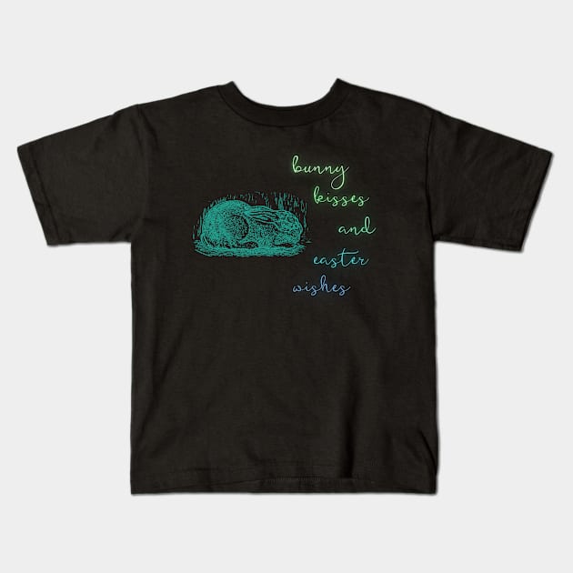 Bunny Kisses and Easter Wishes Kids T-Shirt by Clue Sky